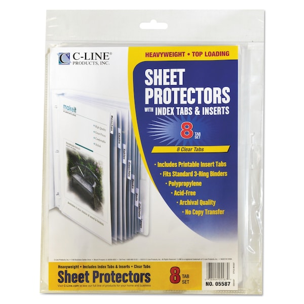 Sheet Protector,Tabs,Clear,PK8